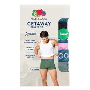 Fruit Of The Loom Men's Getaway Collection 3 Pack Trunks New